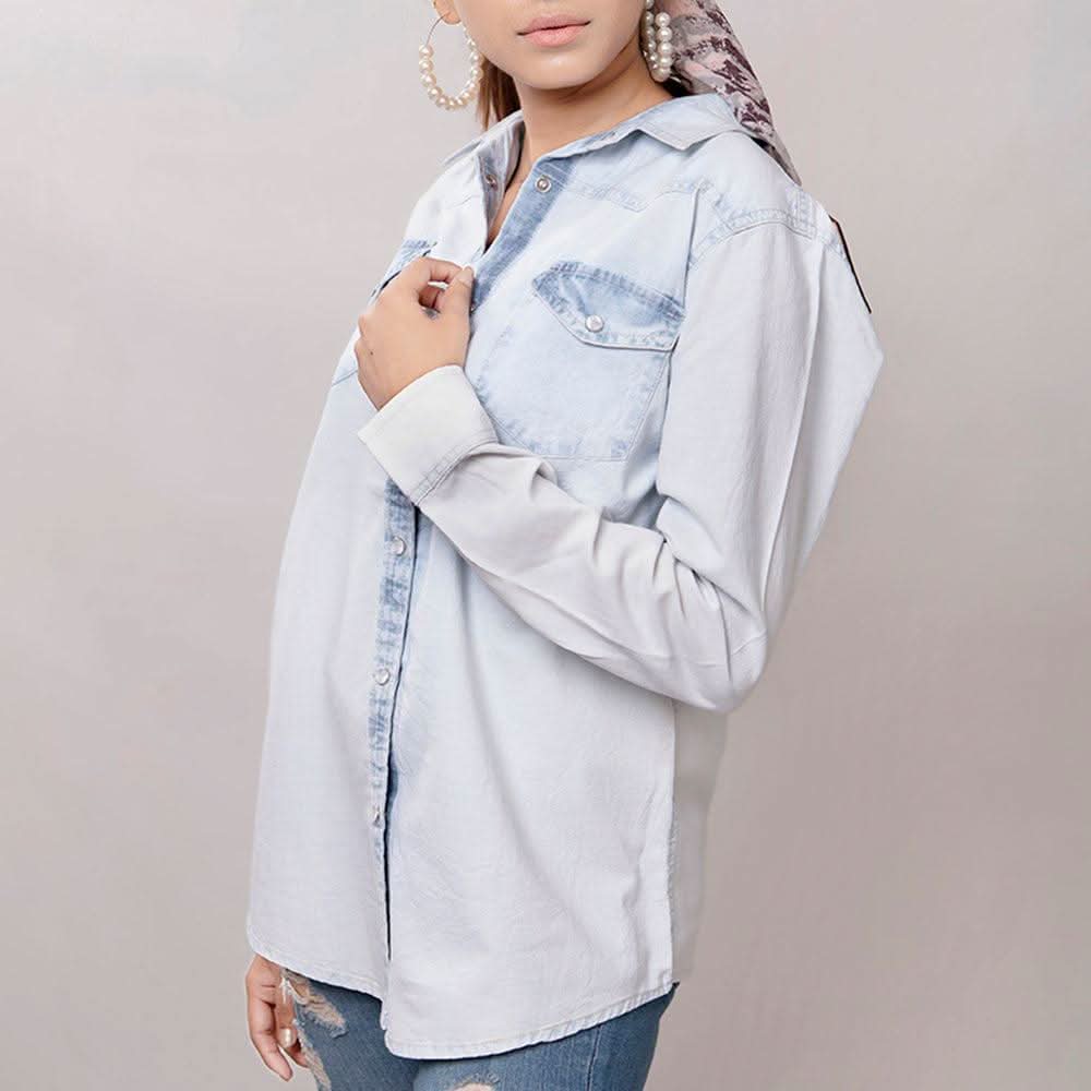 American Darling Leather Hand Tooled Carved Women Denim Shirt Jacket