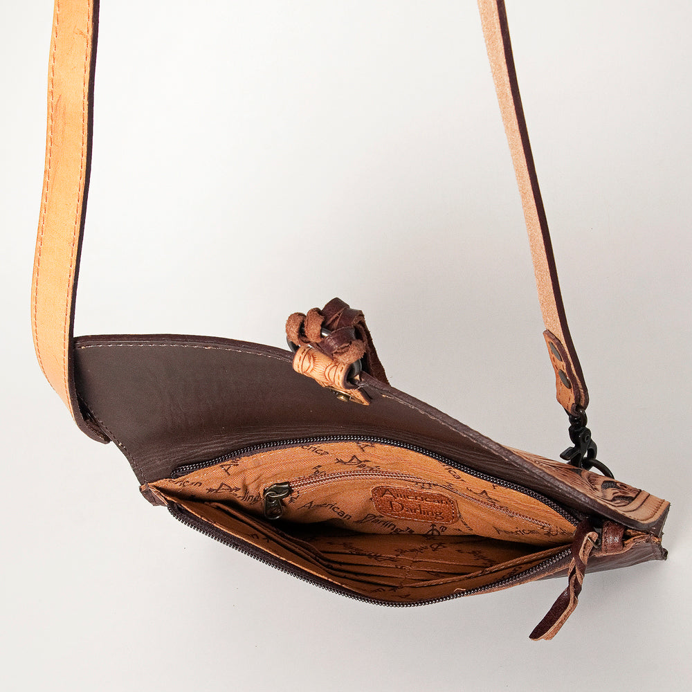 American Darling ADBG908 Small Crossbody Hand Tooled Genuine Leather Women Bag Western Handbag Purse