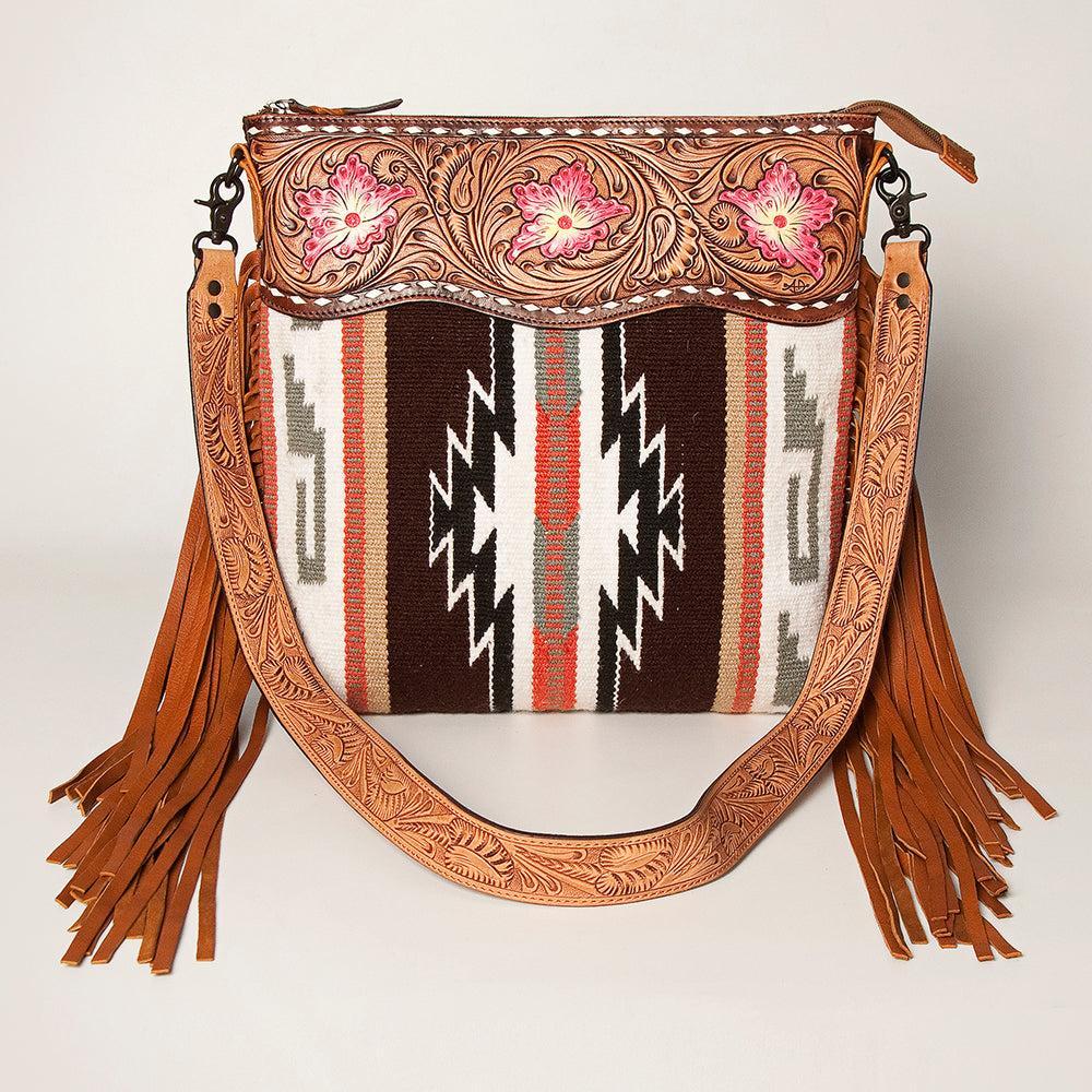 American Darling ADBGZ639 Signature Crossbody Hand Tooled Saddle Blanket Genuine Leather Women Bag Western Handbag Purse