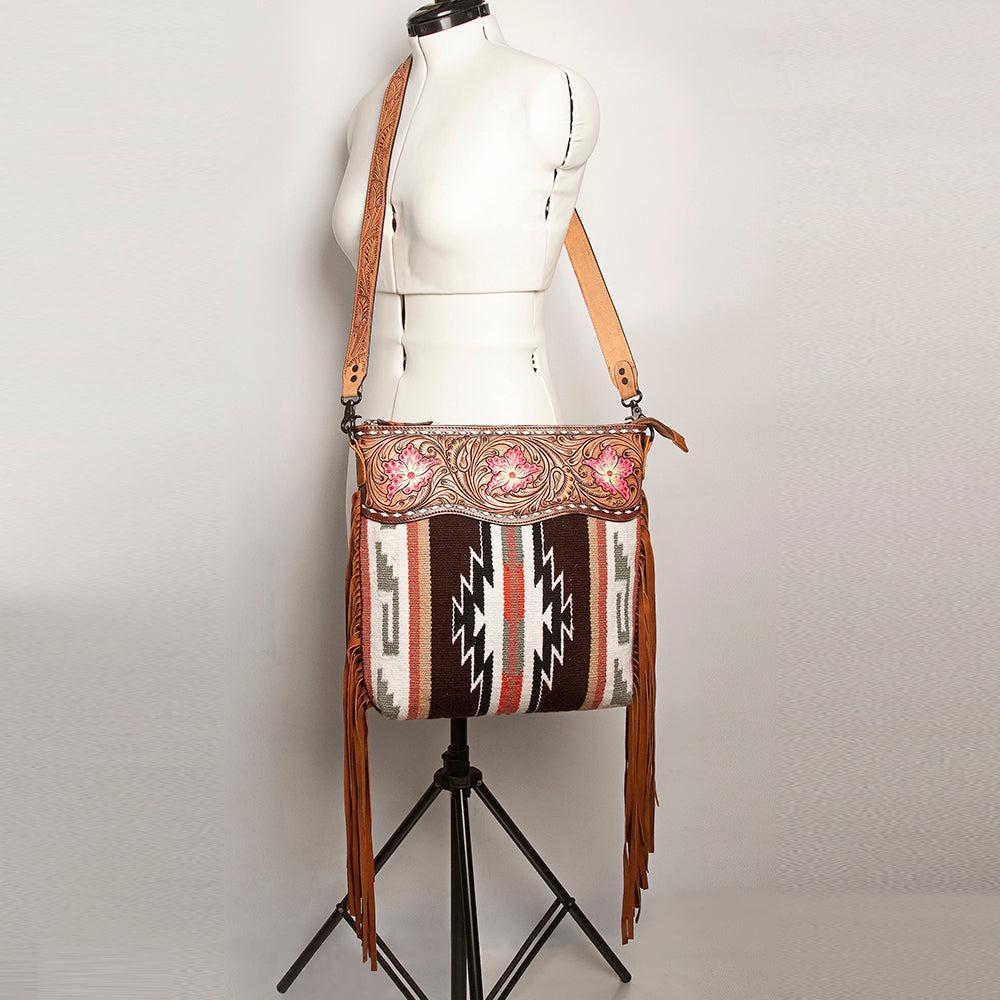 American Darling ADBGZ639 Signature Crossbody Hand Tooled Saddle Blanket Genuine Leather Women Bag Western Handbag Purse