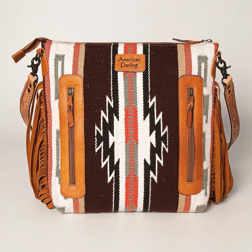 American Darling ADBGZ639 Signature Crossbody Hand Tooled Saddle Blanket Genuine Leather Women Bag Western Handbag Purse