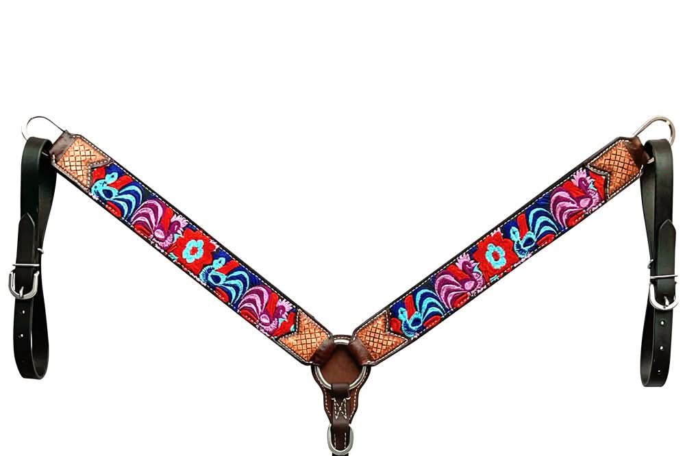 Bar H Equine Western Leather Horse Headstall & Breast Collar Brown