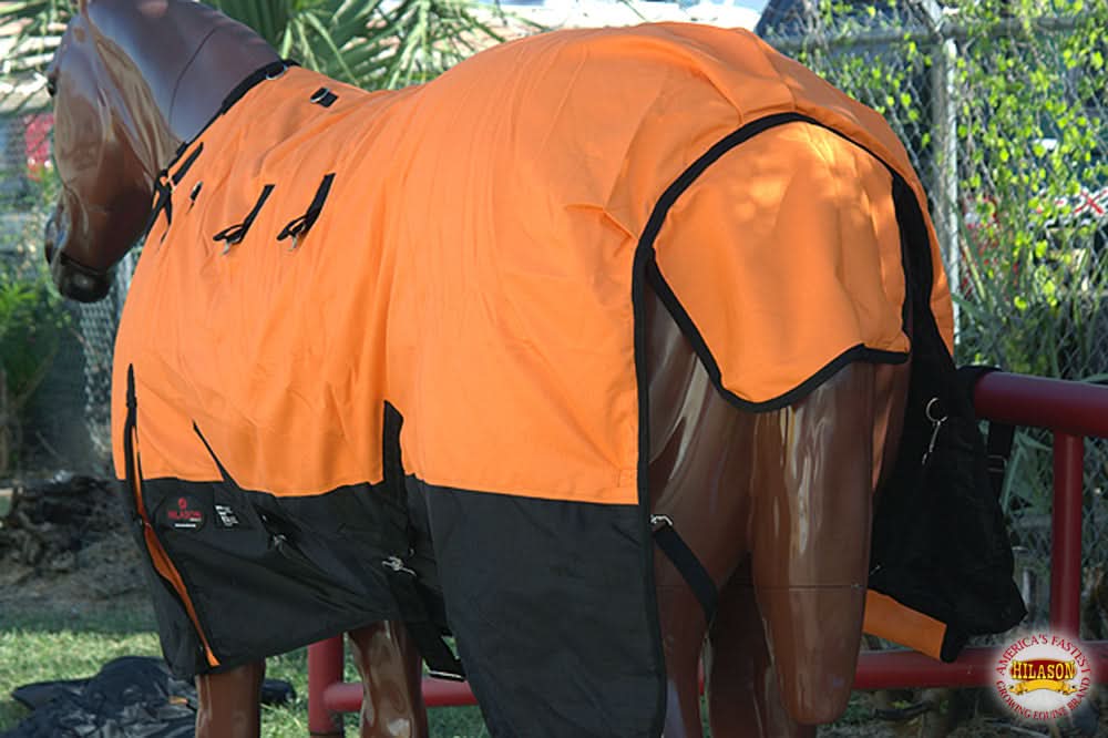 Hilason 600D Winter Waterproof Horse Turnout Blanket Belly Wrap Orange