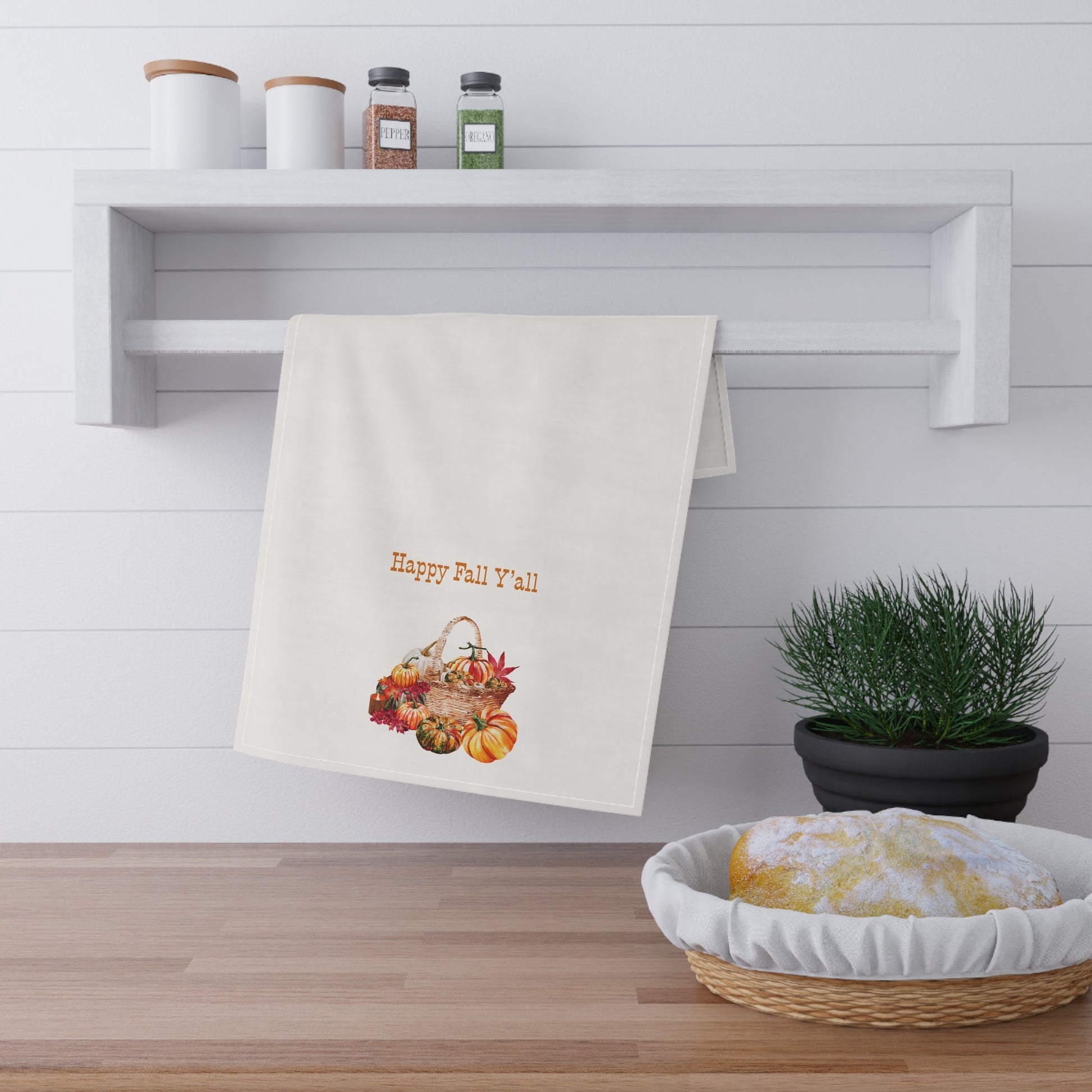 "Happy Fall Y'all!" Autumn Kitchen Tea Towels, Cozy Fall Home Decor, Thanksgiving Gift, Welcome to Fall Y'all, Farmhouse Style Kitchen Linen