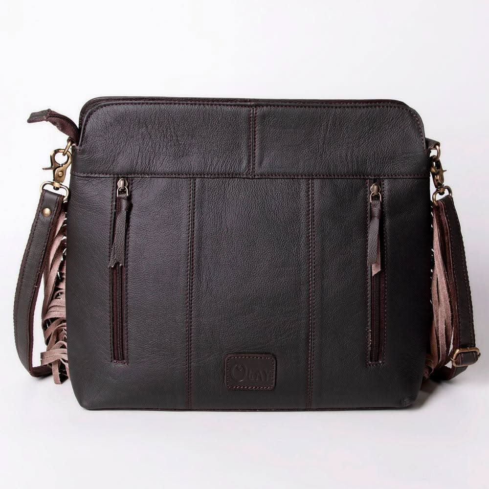 Ohlay Bags KBA101 Cross Body I Hand Tooled Hair-On Genuine Leather Women Bag Western Handbag Purse