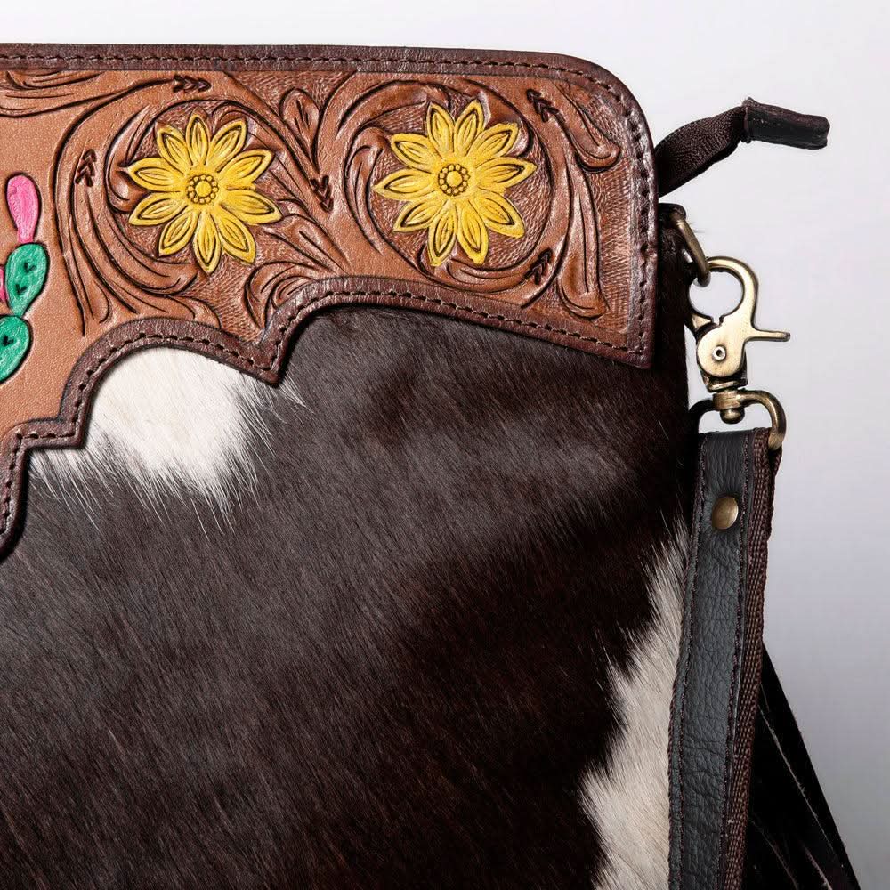 Ohlay Bags KBA101 Cross Body I Hand Tooled Hair-On Genuine Leather Women Bag Western Handbag Purse