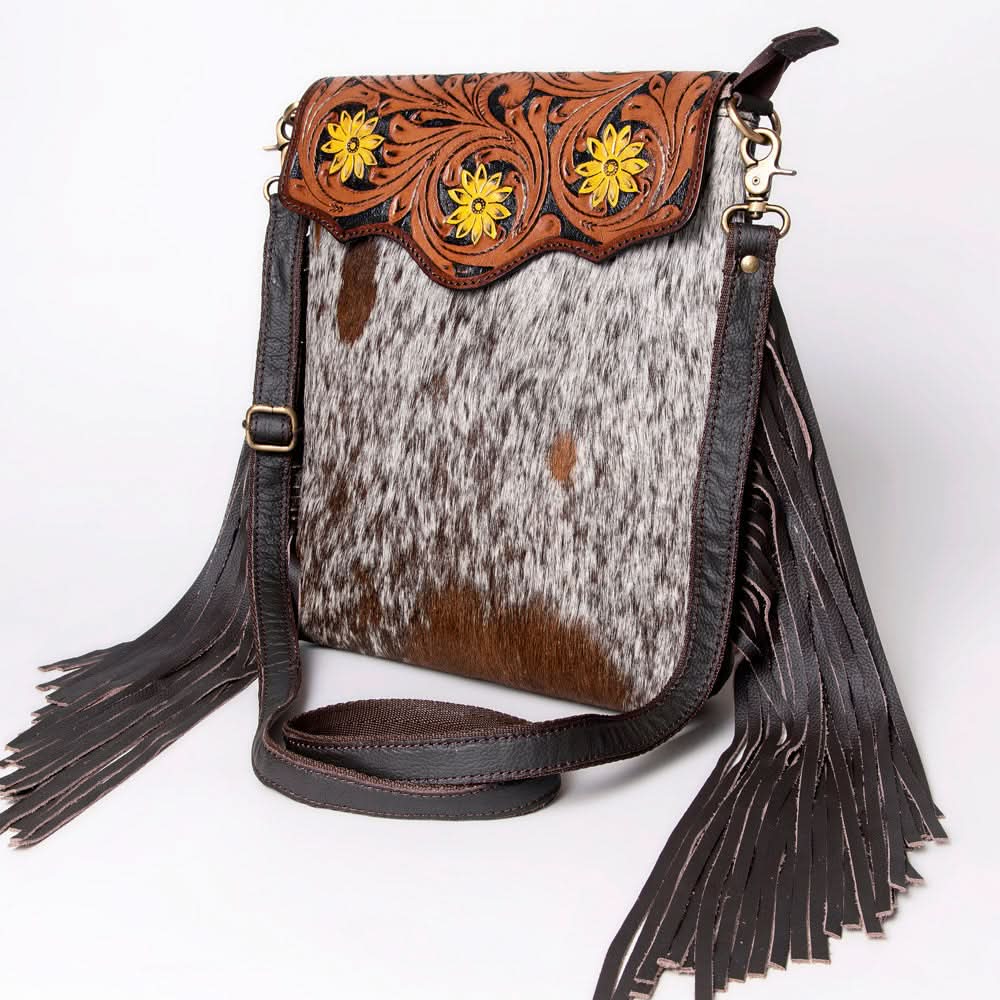 OHLAY MESSENGER Hand Tooled Hair-on Genuine Leather women bag western handbag purse