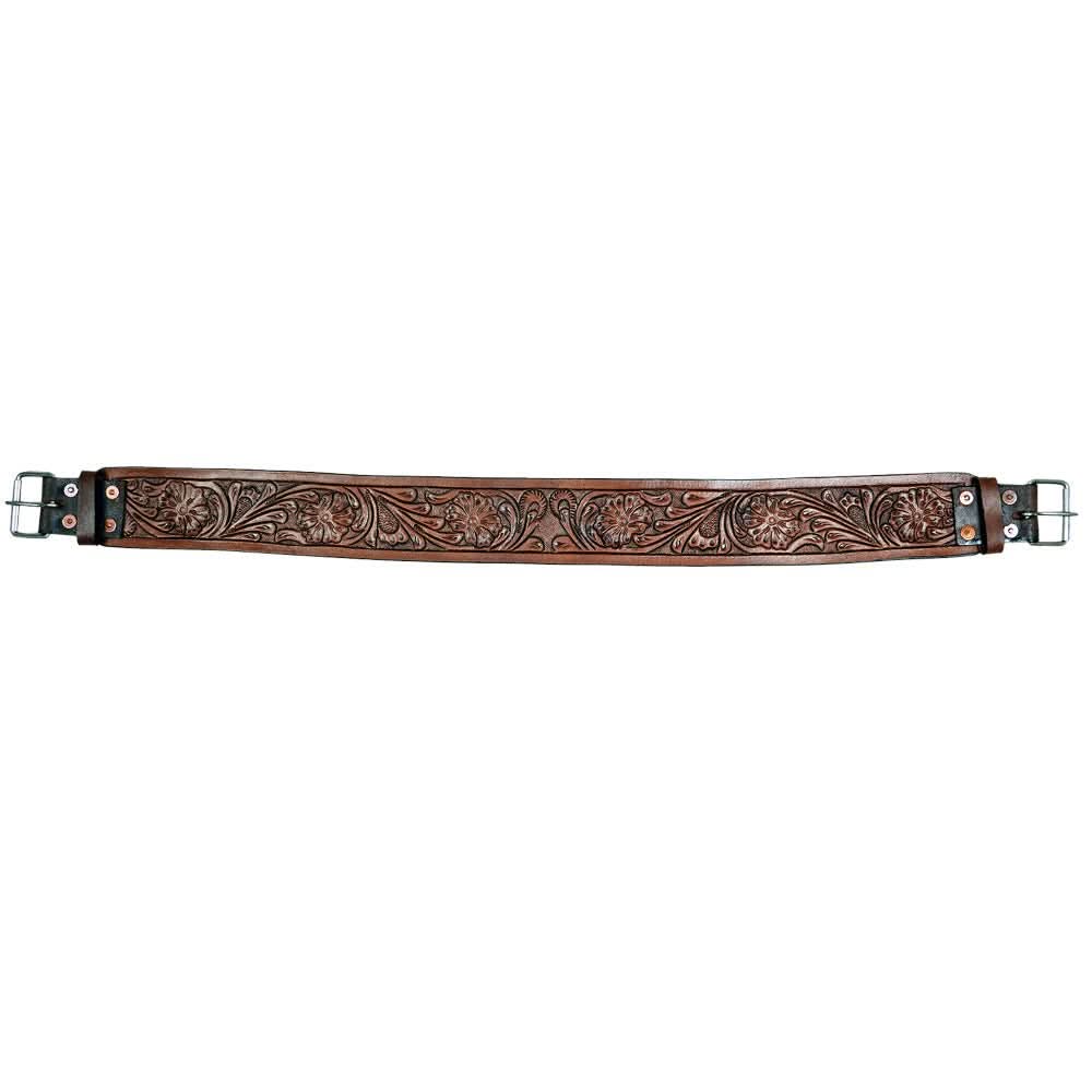 Comfytack Horse Saddle Cinch Girth Handtooled Leather Antique Tan
