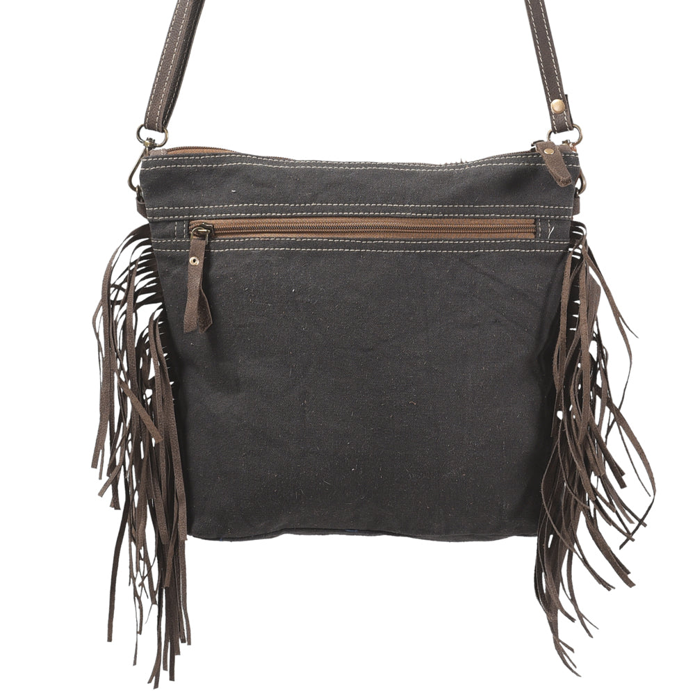 OHLAY KB350 Cross Body Upcycled Canvas Hair-On Genuine Leather women bag western handbag purse