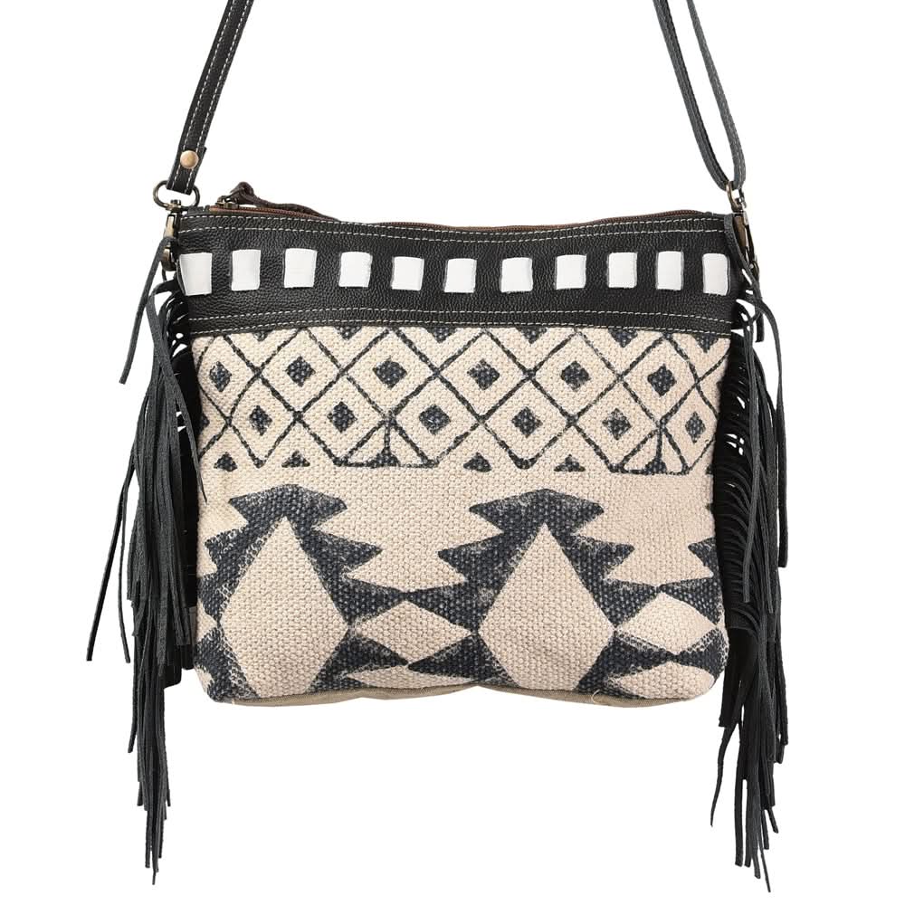 OHLAY KB352 Cross Body Upcycled Wool Upcycled Canvas Hair-On Genuine Leather women bag western handbag purse