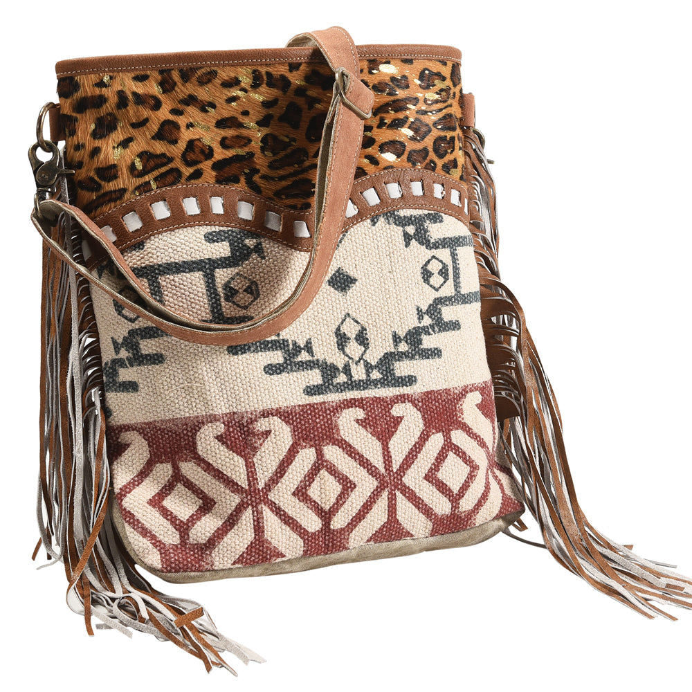 OHLAY MESSENGER Upcycled Wool Upcycled Canvas Hair-on Genuine Leather women bag western handbag purse