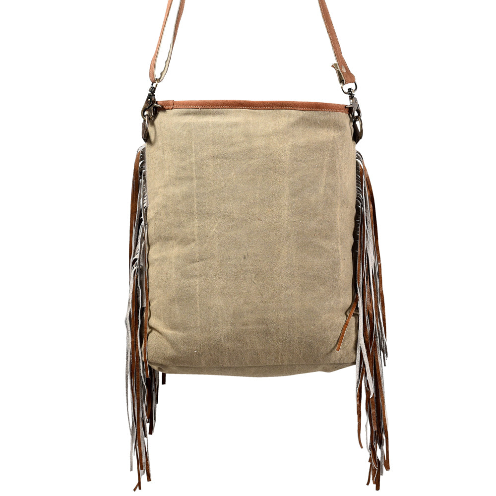 OHLAY MESSENGER Upcycled Wool Upcycled Canvas Embossed Hair-on Genuine Leather women bag western handbag purse