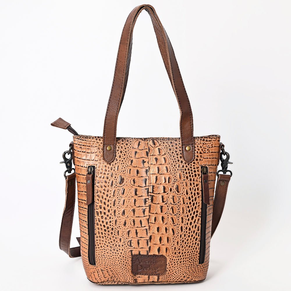 American Darling Tote Crocodile Embossed Genuine Leather Women Bag Western Handbag Purse
