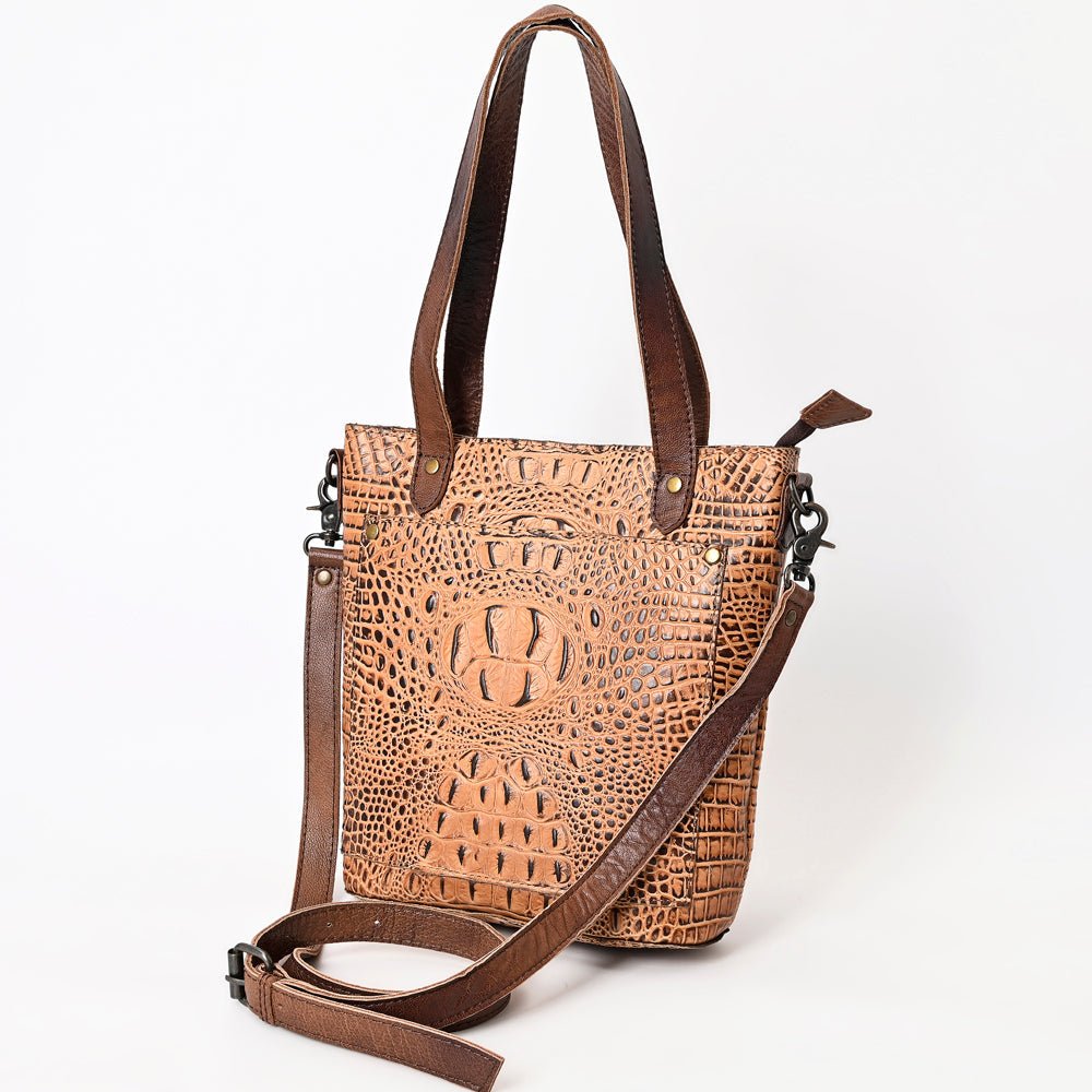 American Darling Tote Crocodile Embossed Genuine Leather Women Bag Western Handbag Purse