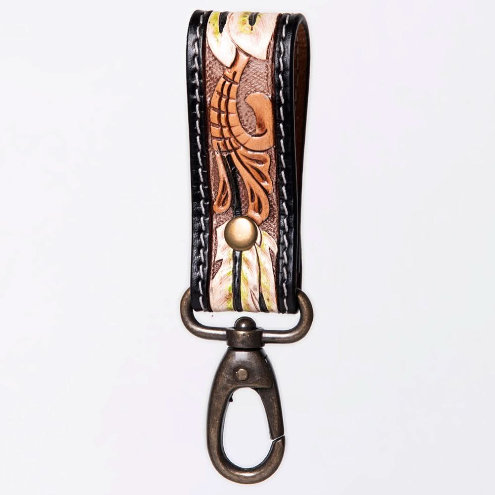 American Darling ADKR210B Hand Tooled Carved Genuine Leather Keyring