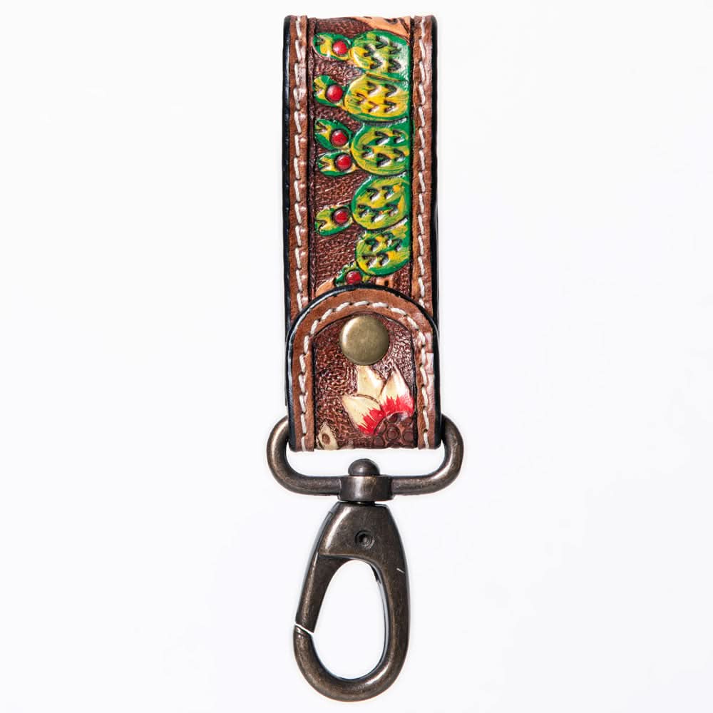 American Darling ADKR210G Hand Tooled Carved Genuine Leather Keyring