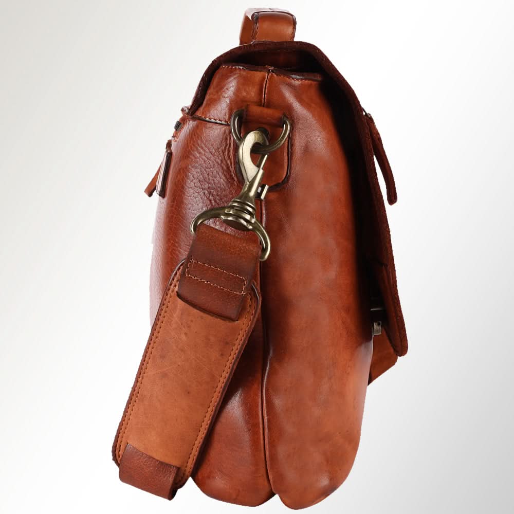 Spaghetti Western Swc408Tan Briefcase Vintage Handmade Drum Dyed Genuine European Cowhide Leather Women Bag Western Handbag Purse