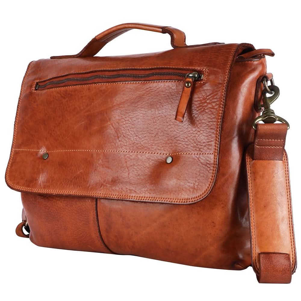 Spaghetti Western Swc408Tan Briefcase Vintage Handmade Drum Dyed Genuine European Cowhide Leather Women Bag Western Handbag Purse