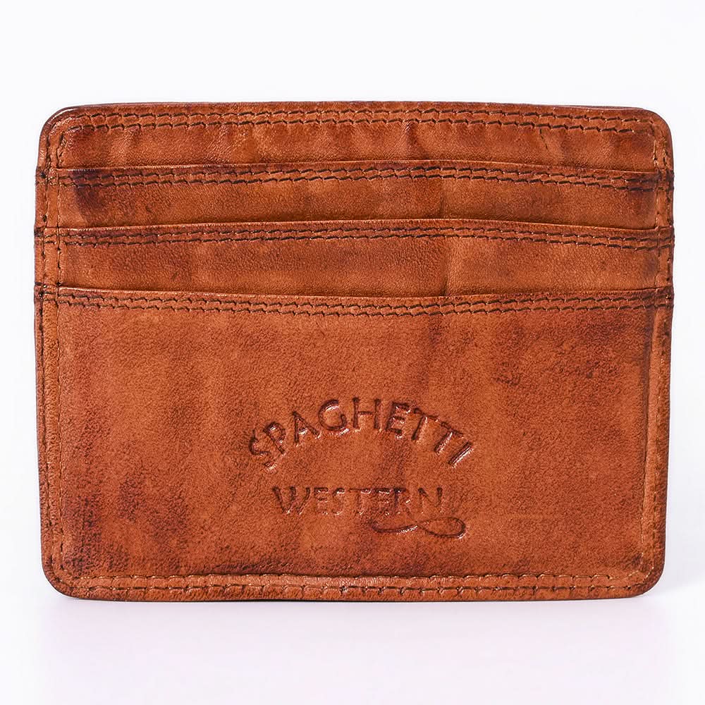 Spaghetti Western Swc451Cg Card-Holder Vintage Handmade Drum Dyed Genuine European Cowhide Leather Women Bag Western Handbag Purse