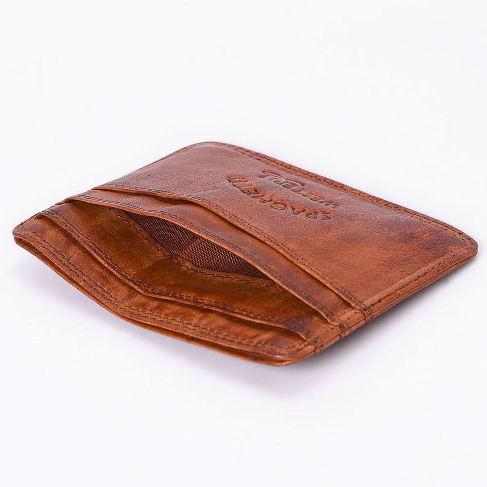 Spaghetti Western Swc451Cg Card-Holder Vintage Handmade Drum Dyed Genuine European Cowhide Leather Women Bag Western Handbag Purse