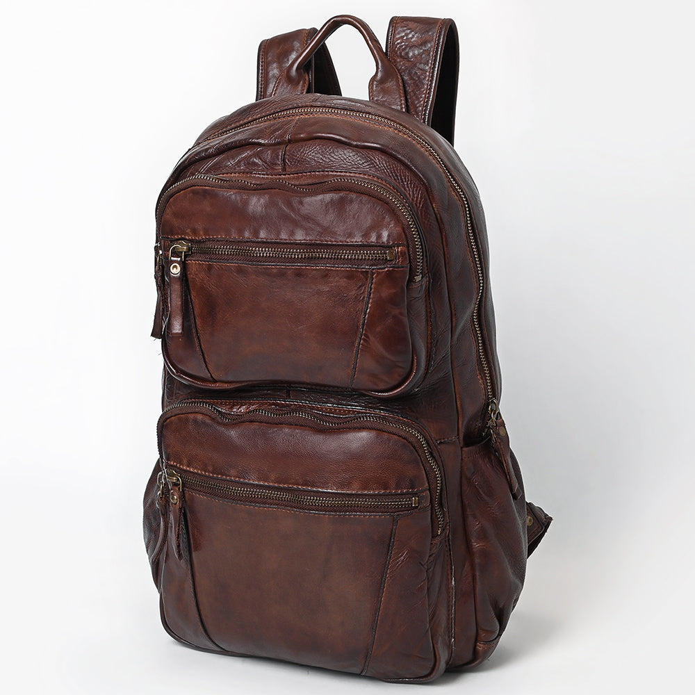 Spaghetti Western Swc414Brn Backpack Vintage Handmade Drum Dyed Genuine European Cowhide Leather Women Bag Western Handbag Purse