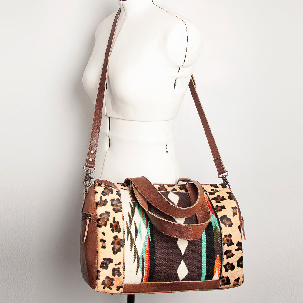 American Darling ADBG1000 Duffel Hair-On Saddle Blanket Genuine Leather Women Bag Western Handbag Purse