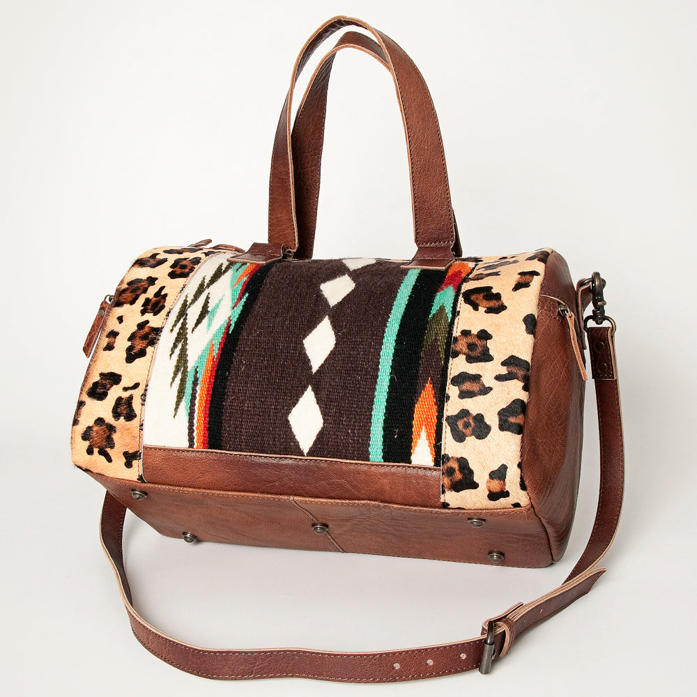 American Darling ADBG1000 Duffel Hair-On Saddle Blanket Genuine Leather Women Bag Western Handbag Purse