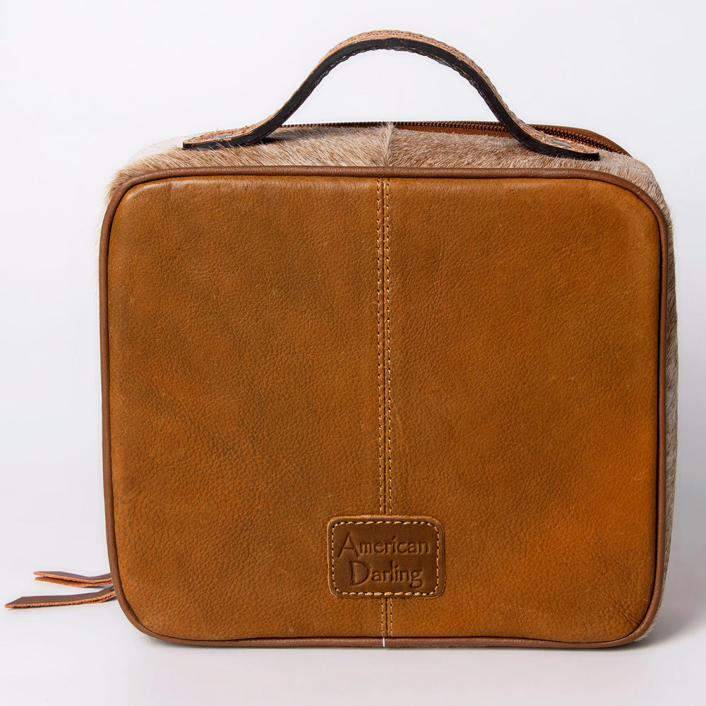 American Darling Jewelry Case Hand Tooled Hair-On Genuine Leather Women Bag Western Handbag Purse