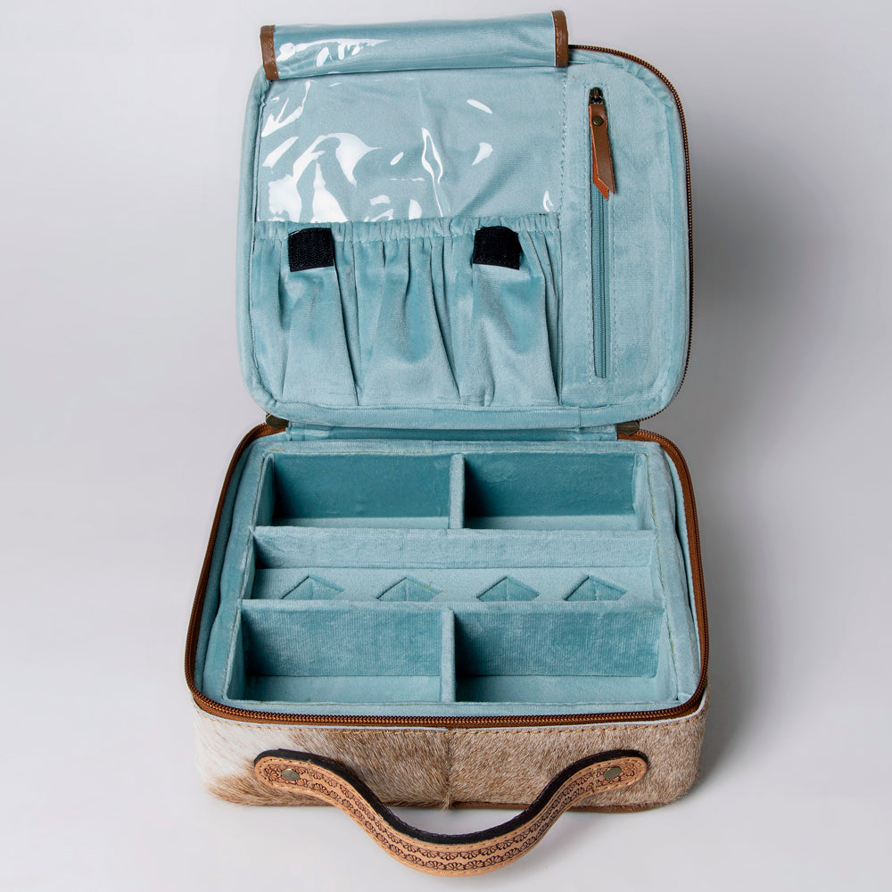 American Darling Jewelry Case Hand Tooled Hair-On Genuine Leather Women Bag Western Handbag Purse