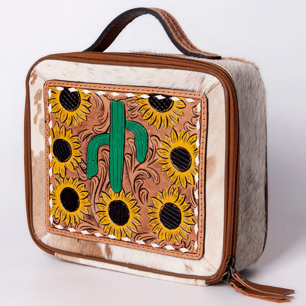 American Darling Jewelry Case Hand Tooled Hair-On Genuine Leather Women Bag Western Handbag Purse