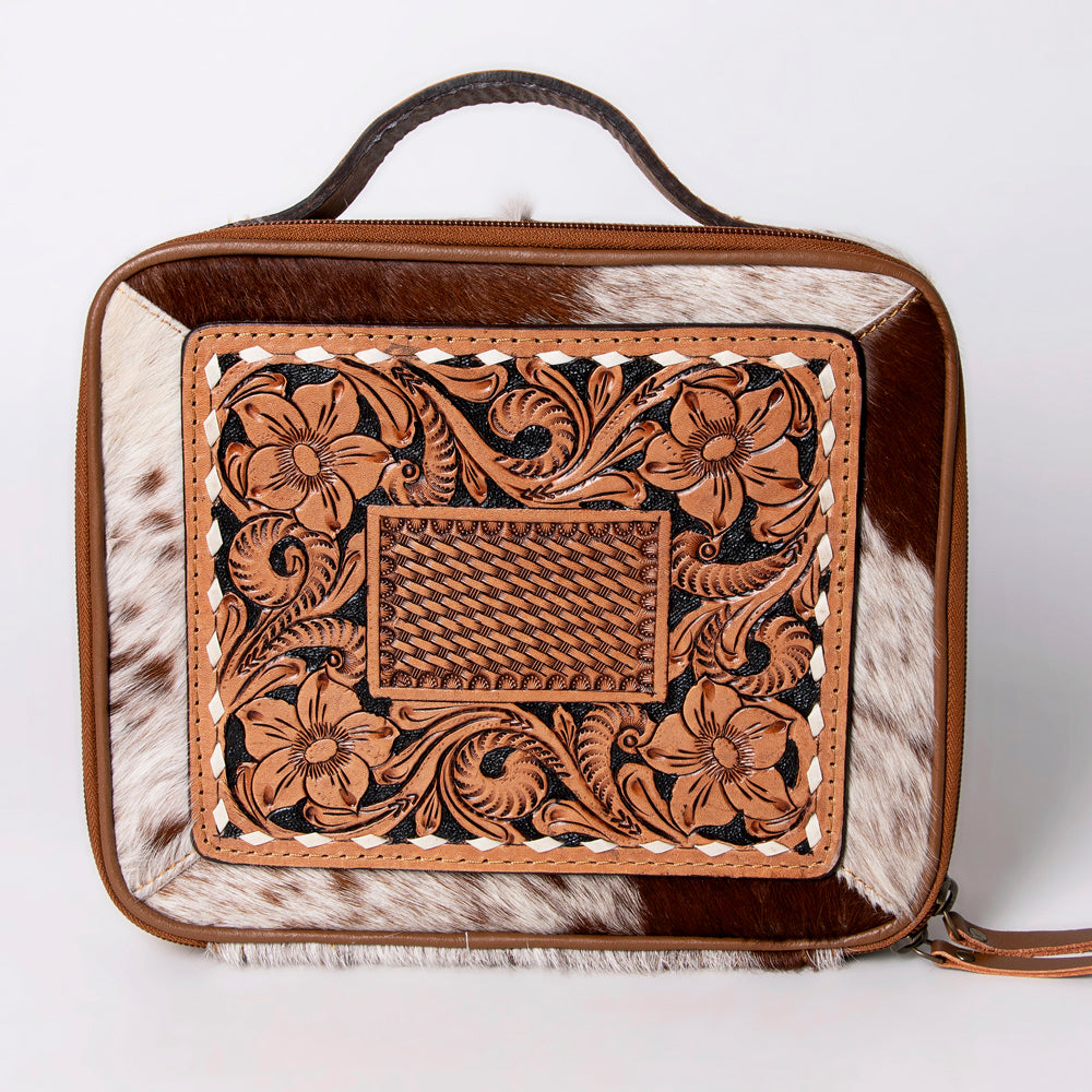 American Darling Jewelry Case Hand Tooled Hair-On Genuine Leather Women Bag Western Handbag Purse