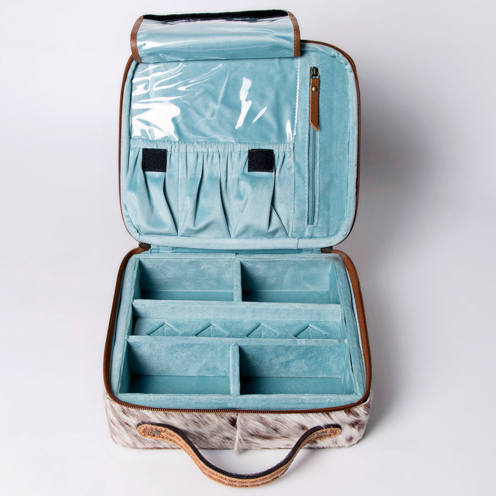 American Darling Jewelry Case Hand Tooled Hair-On Genuine Leather Women Bag Western Handbag Purse