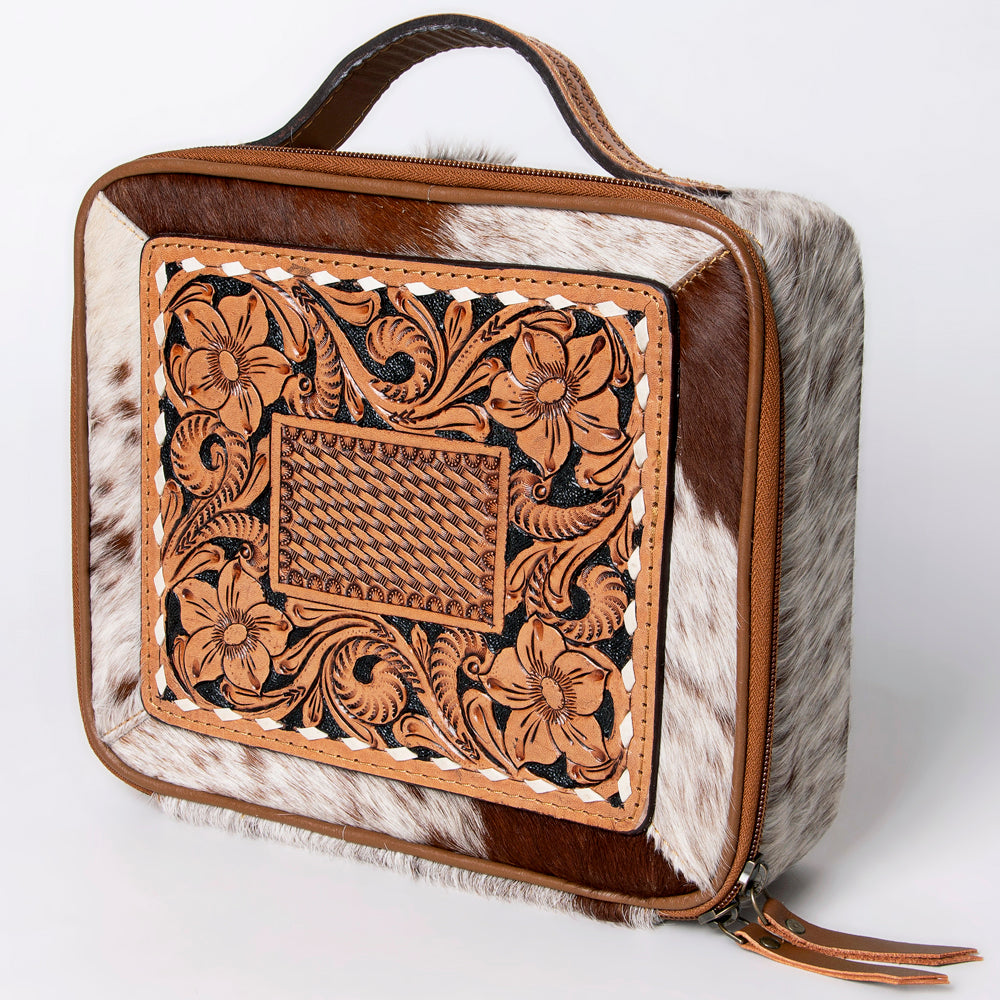 American Darling Jewelry Case Hand Tooled Hair-On Genuine Leather Women Bag Western Handbag Purse