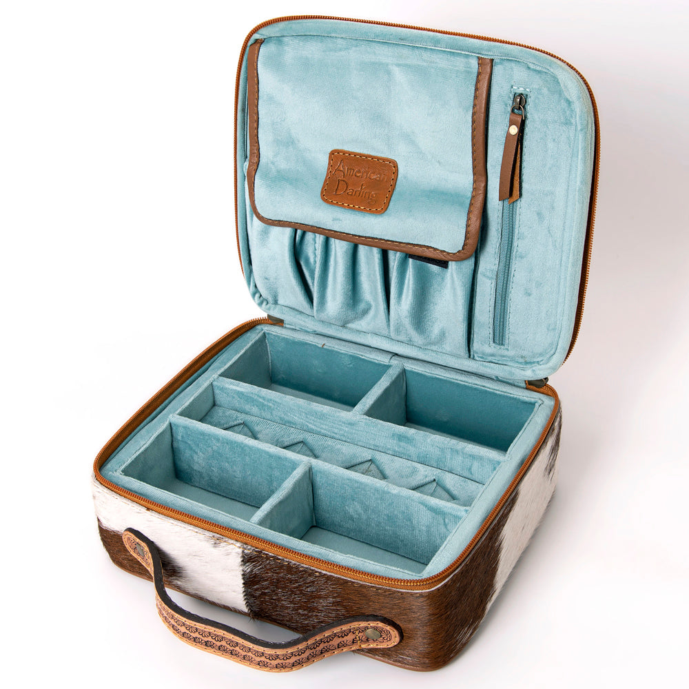 American Darling Jewelry Case Hand Tooled Hair-On Genuine Leather Women Bag Western Handbag Purse