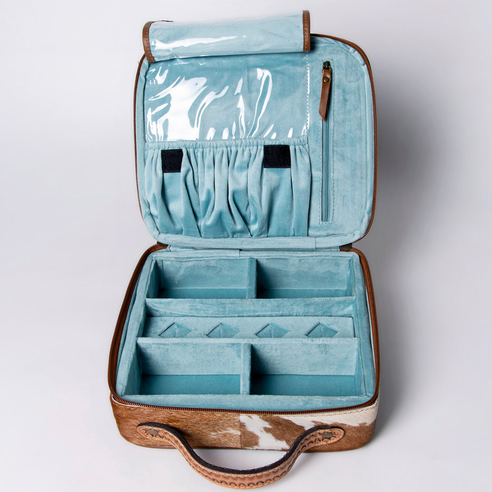 American Darling Jewelry Case Hand Tooled Hair-On Genuine Leather Women Bag Western Handbag Purse