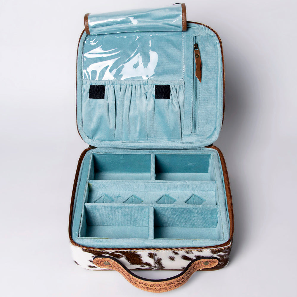 American Darling Jewelry Case Hand Tooled Hair-On Genuine Leather Women Bag Western Handbag Purse