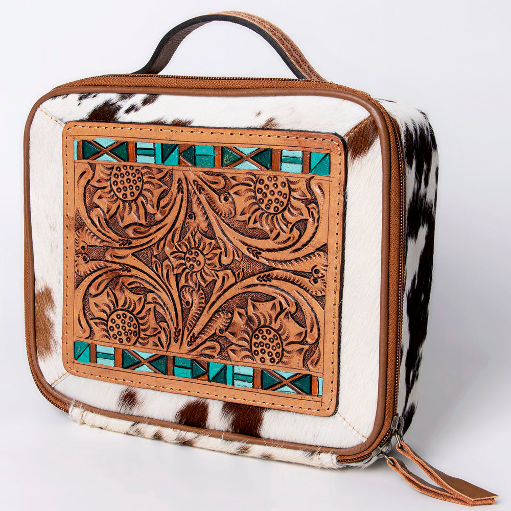 American Darling Jewelry Case Hand Tooled Hair-On Genuine Leather Women Bag Western Handbag Purse