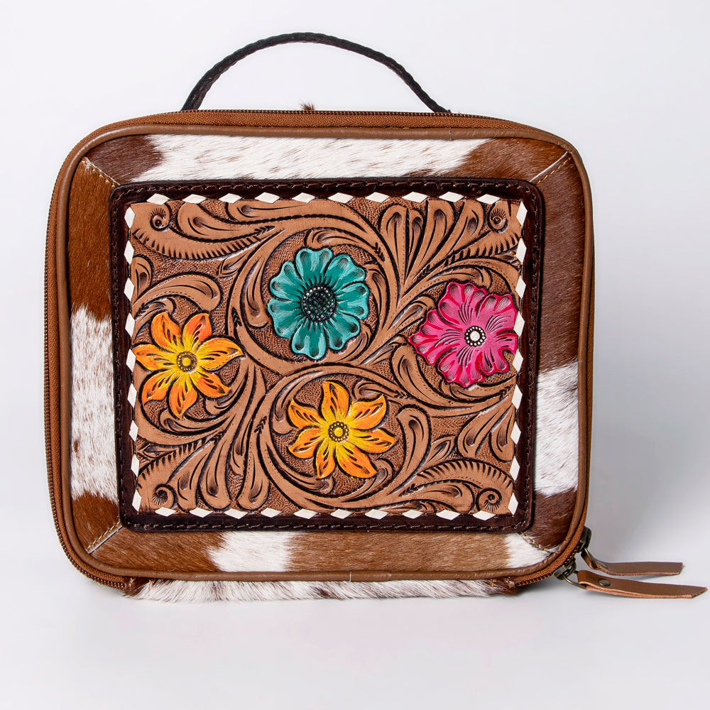 American Darling Jewelry Case Hand Tooled Hair-On Genuine Leather Women Bag Western Handbag Purse