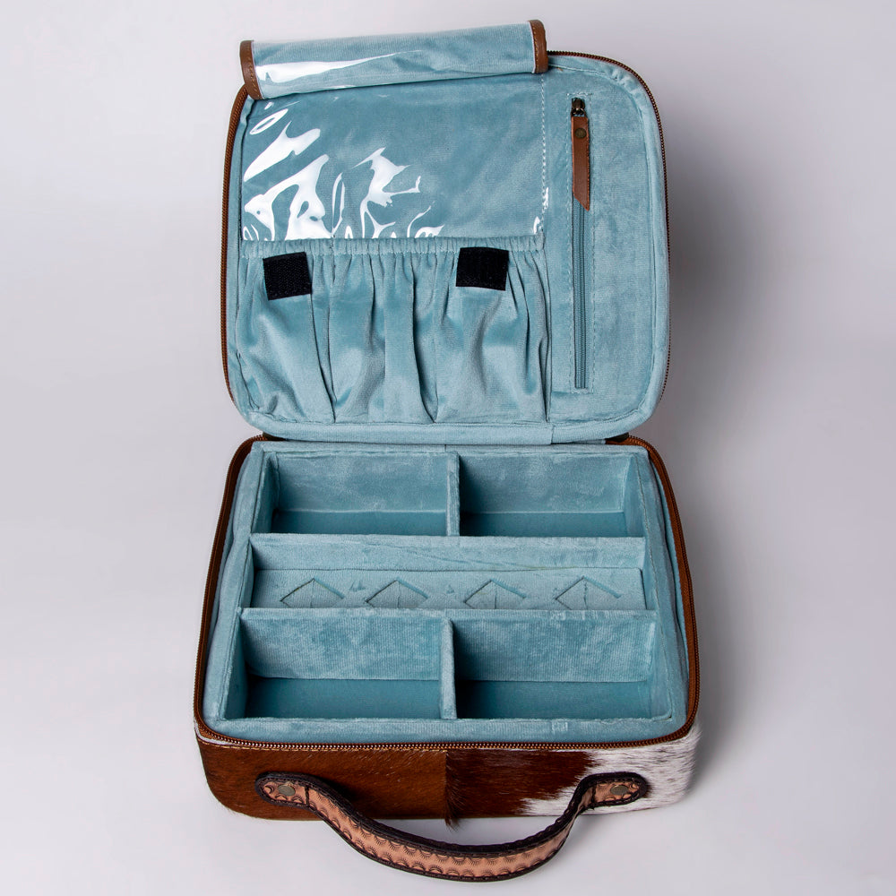 American Darling Jewelry Case Hand Tooled Hair-On Genuine Leather Women Bag Western Handbag Purse