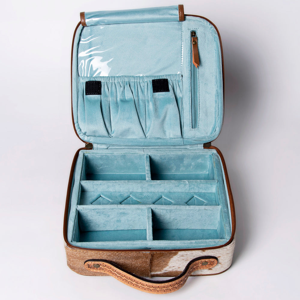 American Darling Jewelry Case Hand Tooled Hair-On Genuine Leather Women Bag Western Handbag Purse