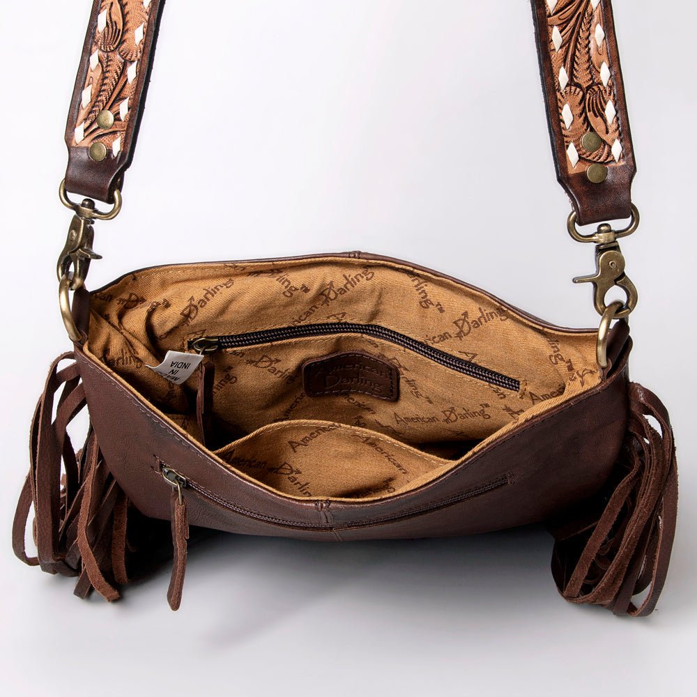 American Darling Large Crossbody Hand Tooled Genuine Leather Women Bag Western Handbag Purse
