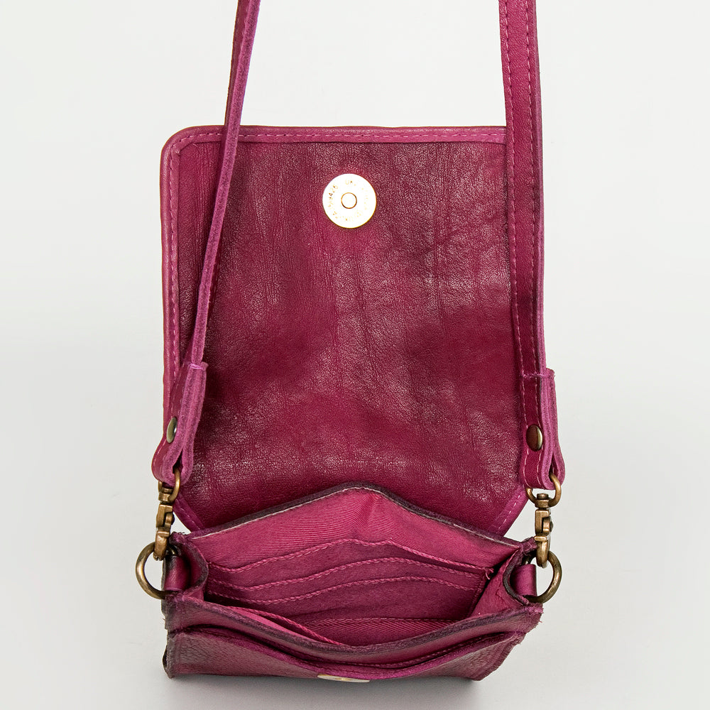 Never Mind Nmbgm134C Cell Phone Holder Vintage Handmade Genuine Cowhide Leather Women Bag Western Handbag Purse