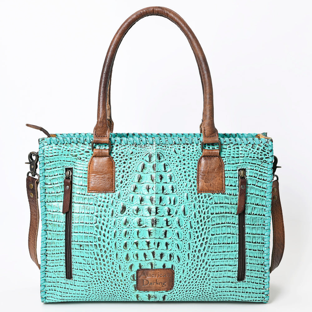 American Darling Briefcase Crocodile embossed Genuine Leather women bag western handbag purse