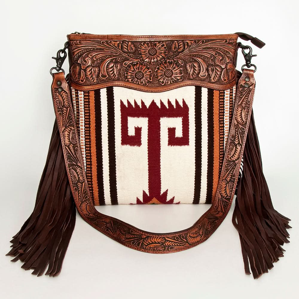 American Darling ADBGZ675 Signature Crossbody Hand Tooled Saddle Blanket Genuine Leather Women Bag Western Handbag Purse