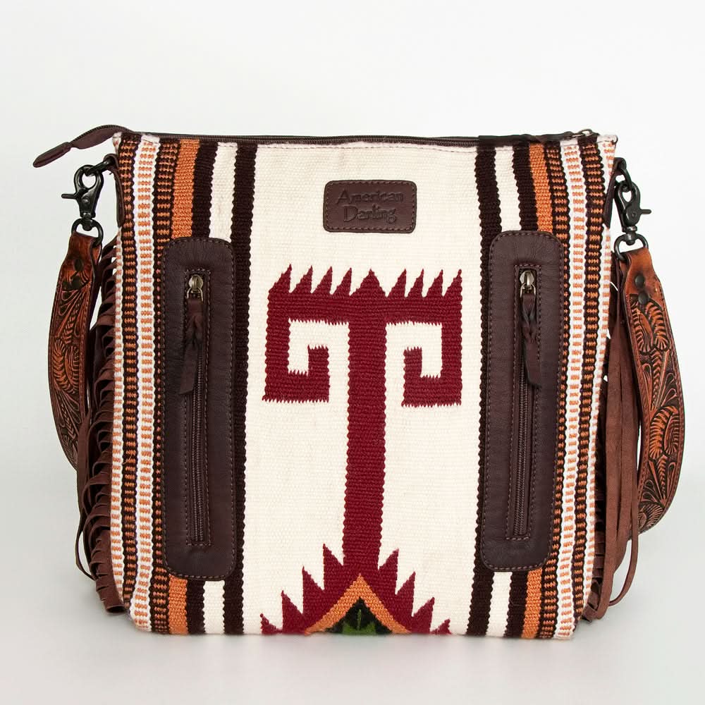 American Darling ADBGZ675 Signature Crossbody Hand Tooled Saddle Blanket Genuine Leather Women Bag Western Handbag Purse