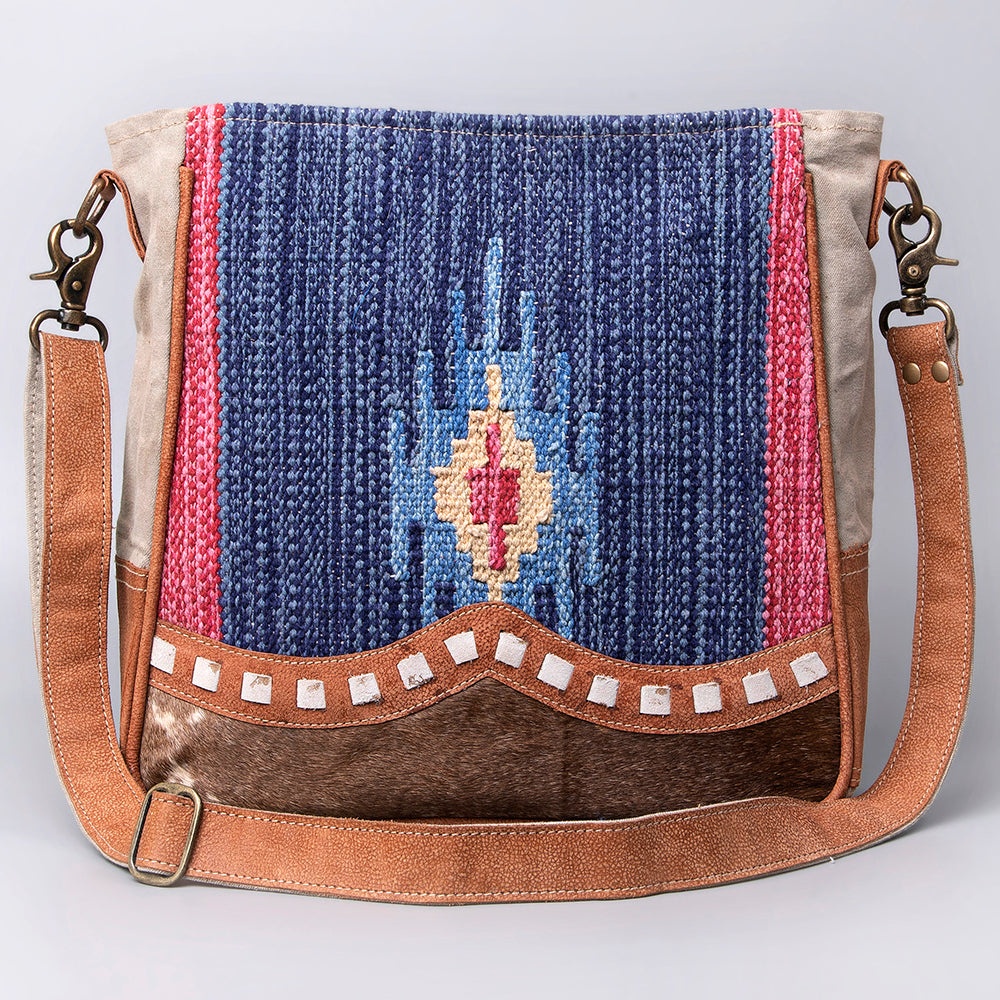 OHLAY KB480 Cross Body Upcycled Wool Upcycled Canvas Hair-On Genuine Leather women bag western handbag purse