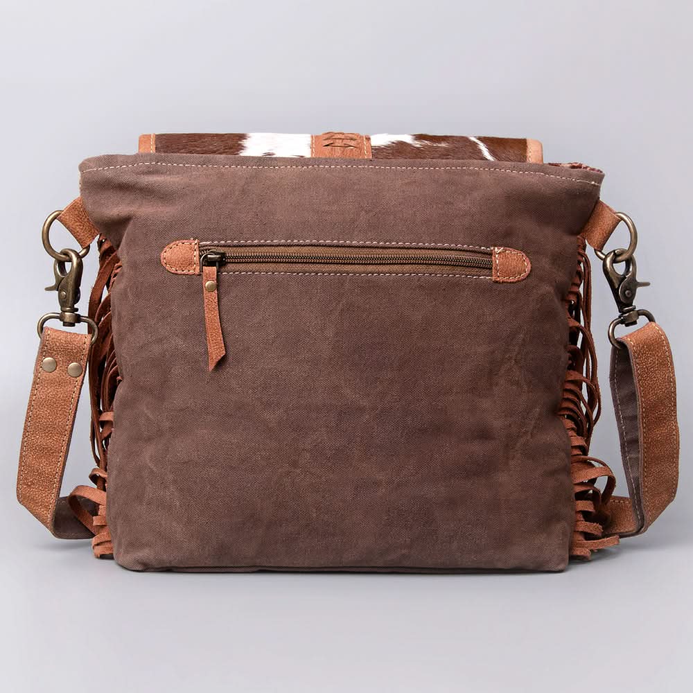 OHLAY KB483 Cross Body Upcycled Canvas Hair-On Genuine Leather women bag western handbag purse