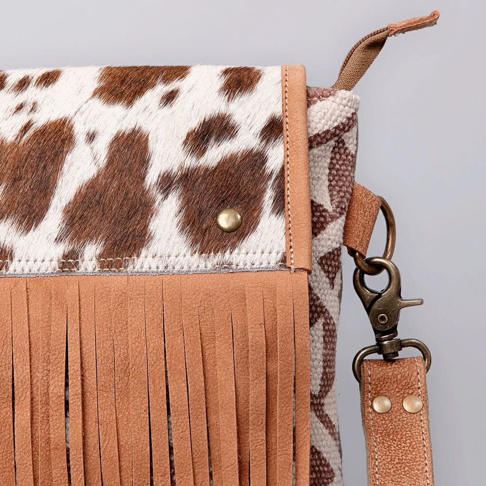 OHLAY KB495 Cross Body Upcycled Wool Upcycled Canvas Hair-On Genuine Leather women bag western handbag purse