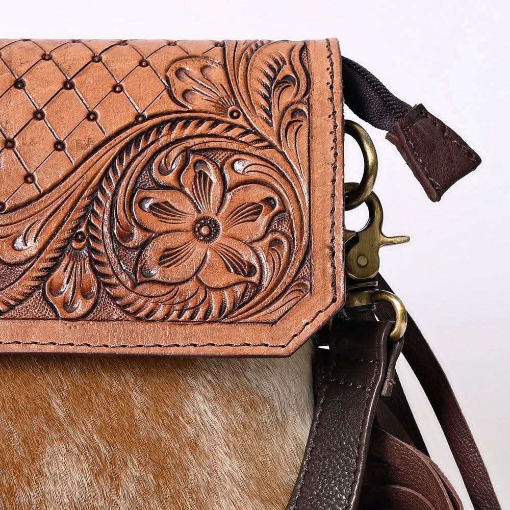 Ohlay Bags KBK138 Clutch Hand Tooled Hair-On Genuine Leather Women Bag Western Handbag Purse