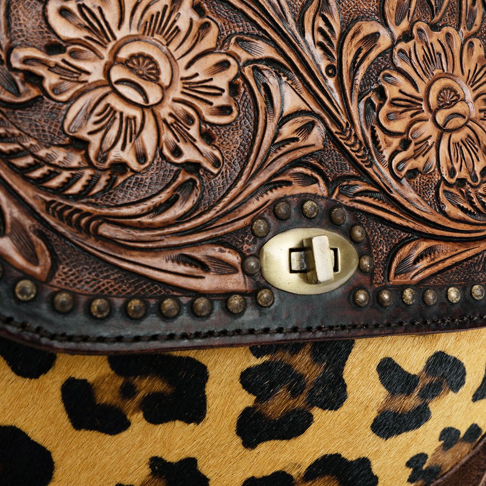 American Darling Hand Tooled Hair On Genuine Leather Women Bag Western Handbag Purse